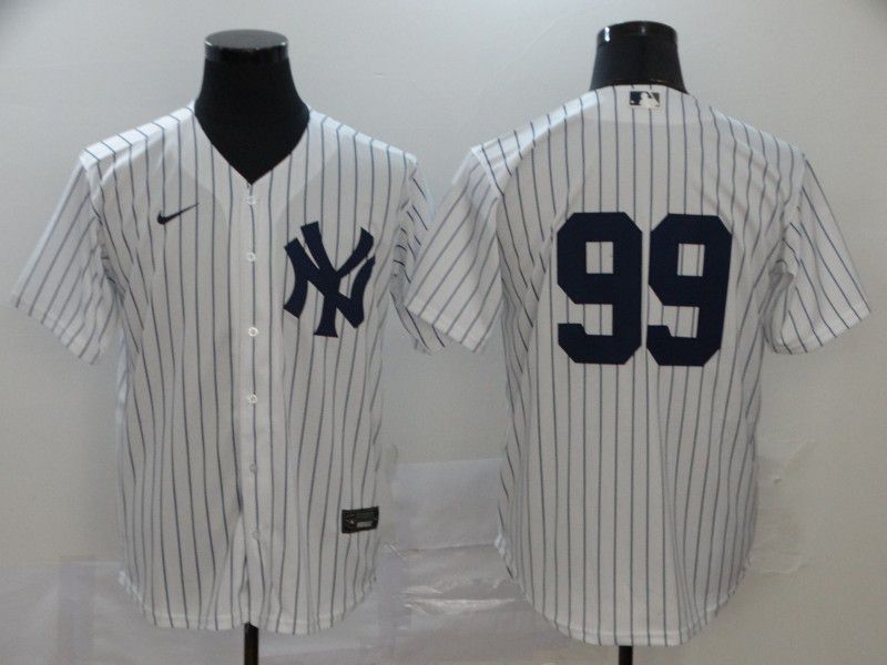 Men New York Yankees #99 No name White stripes Nike Game MLB Jerseys->new york mets->MLB Jersey